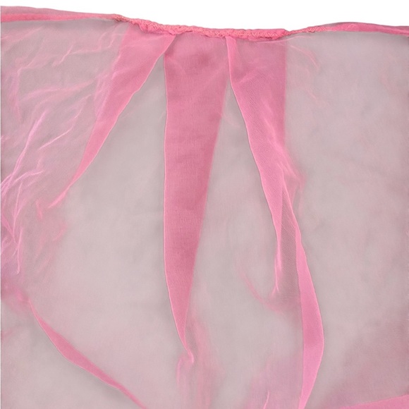 Vintage Sheer Chiffon Pink scarf to protect curlers / curls or boho headscarf - Picture 4 of 8